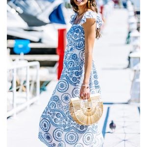 Blue and ivory MIDI dress